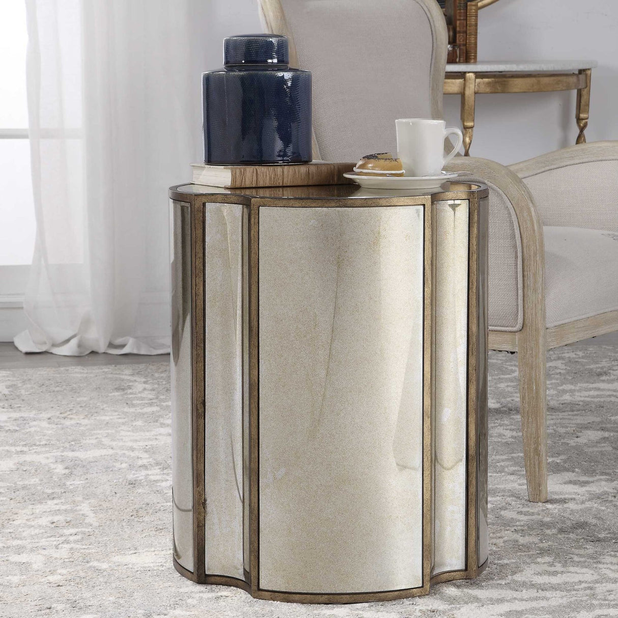 Antique Mirror Quatrefoil Accent Table by Uttermost Harlow, alternate view 5