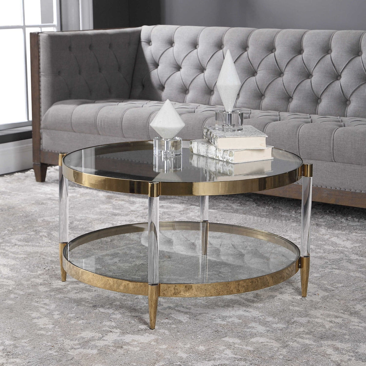 Modern European furniture - Round Glass Coffee Table - www.oroa.com