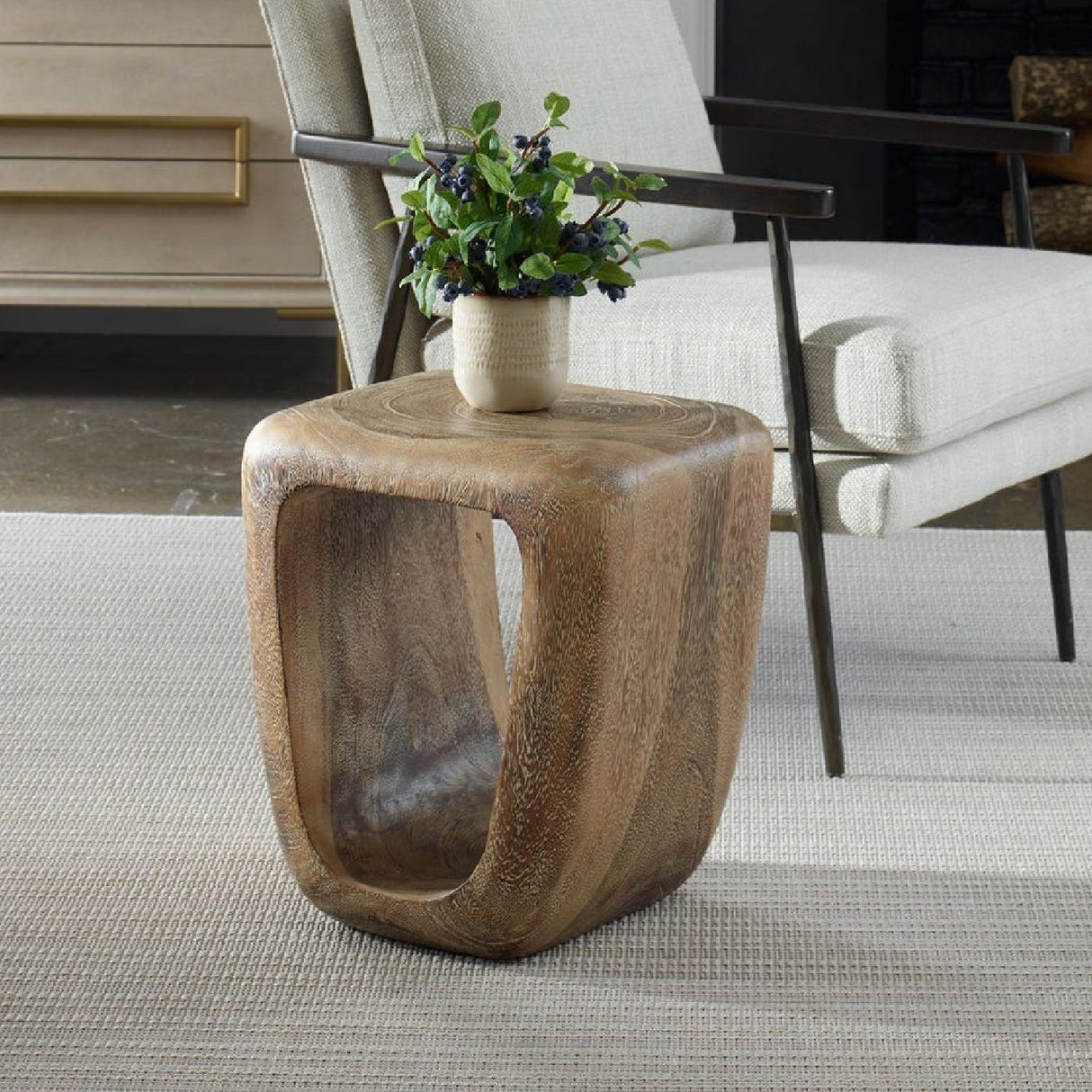 Washed Suar Wood Accent Stool by Uttermost Loophole, alternate view 2