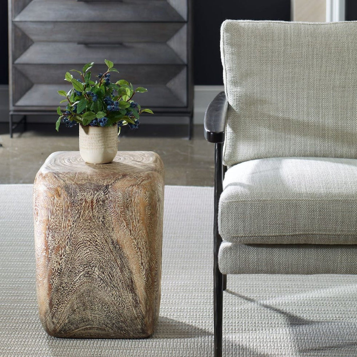 Washed Suar Wood Accent Stool by Uttermost Loophole, alternate view 8