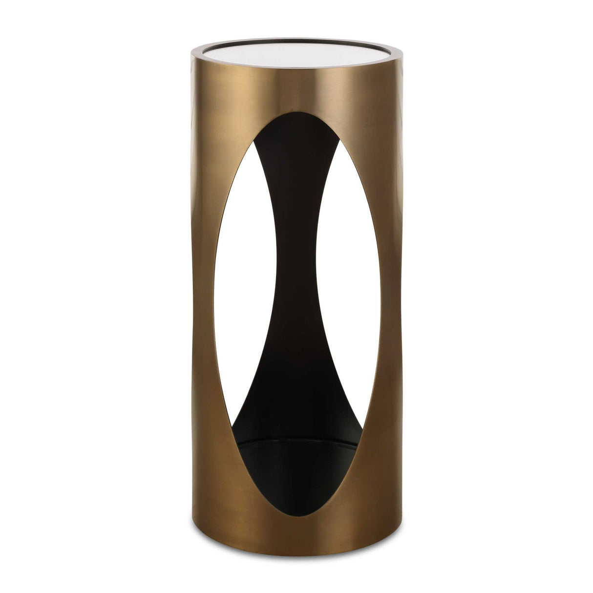 Modern European furniture - Cylindrical Brass Mirrored Drink Table - www.oroa.com