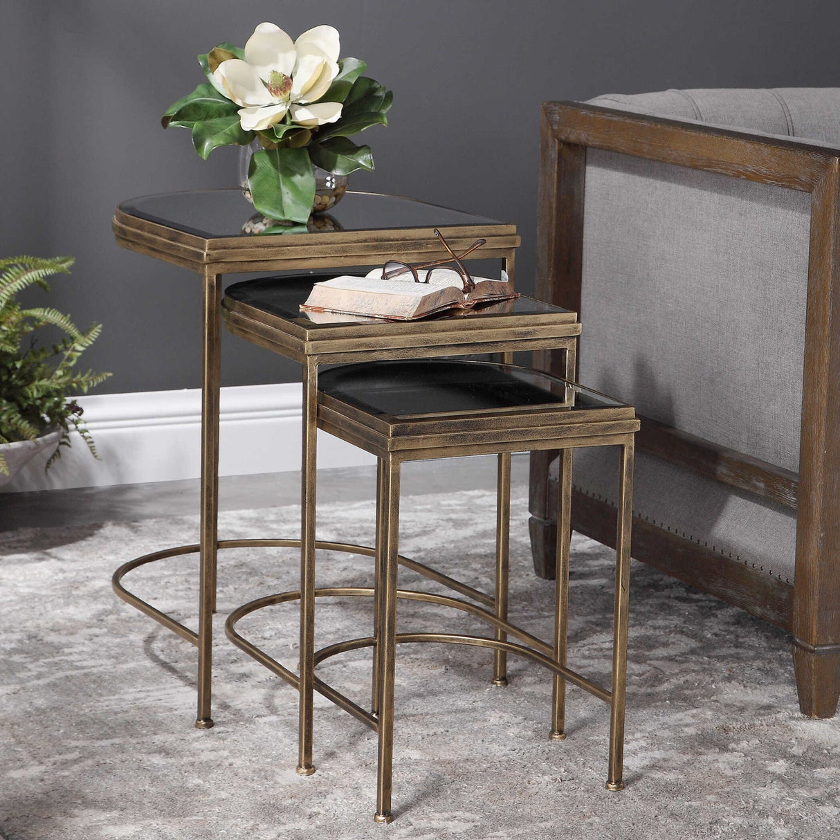 Gold Framed Nesting Tables (3) by Uttermost India, alternate view 2