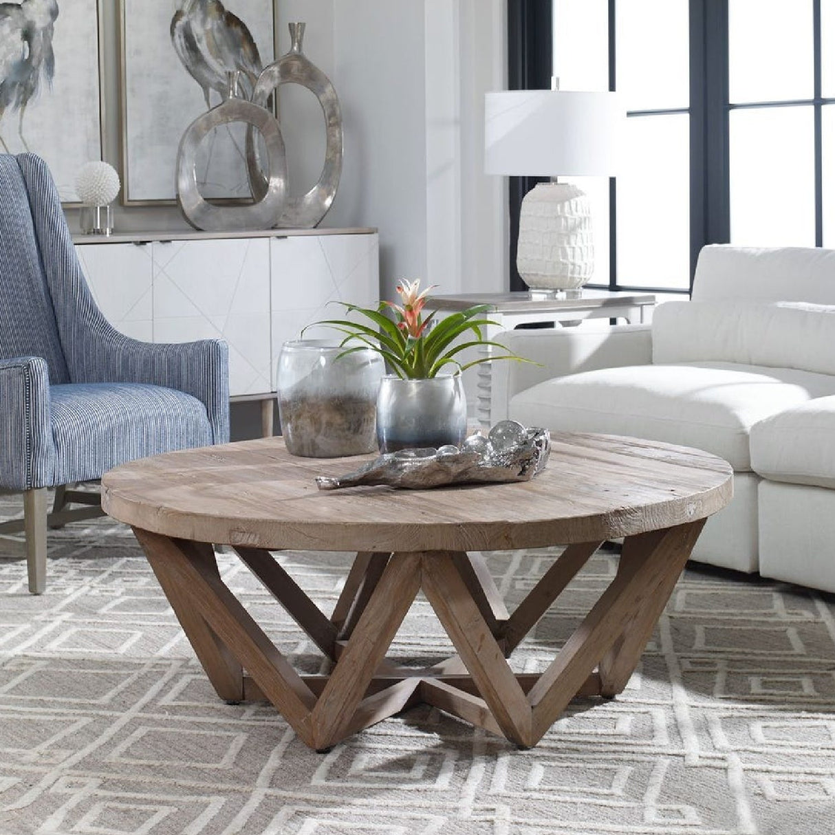 Modern European furniture - Round Elm Wood Coffee Table - www.oroa.com