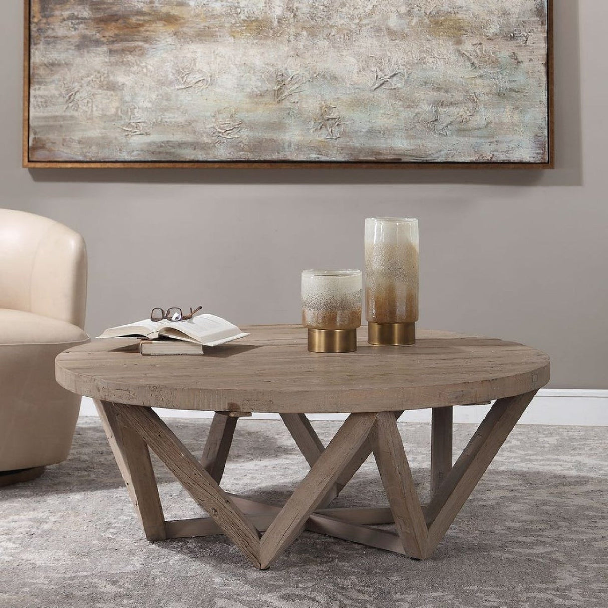 Modern European furniture - Round Elm Wood Coffee Table - www.oroa.com