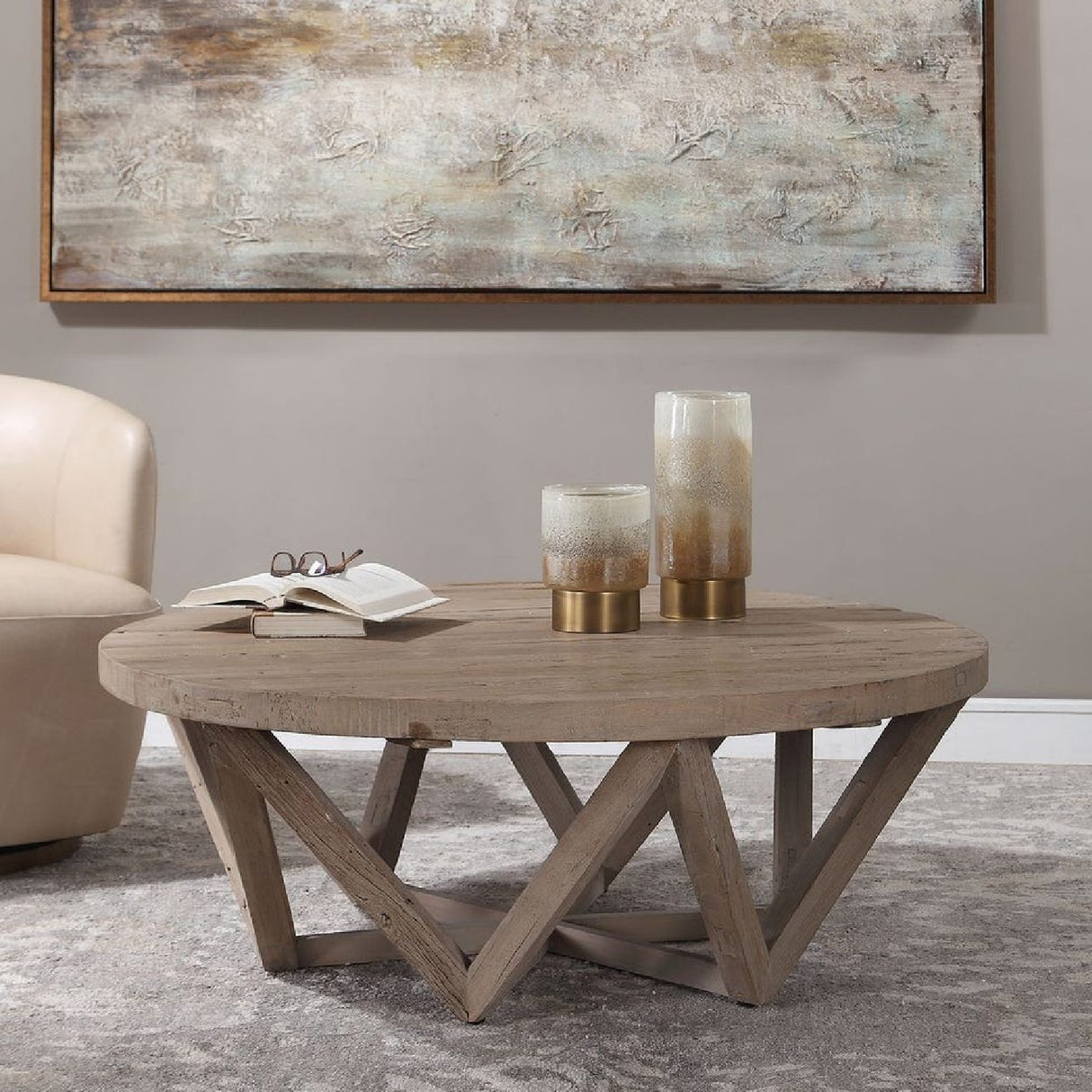 Round Elm Wood Coffee Table | Uttermost Kendry