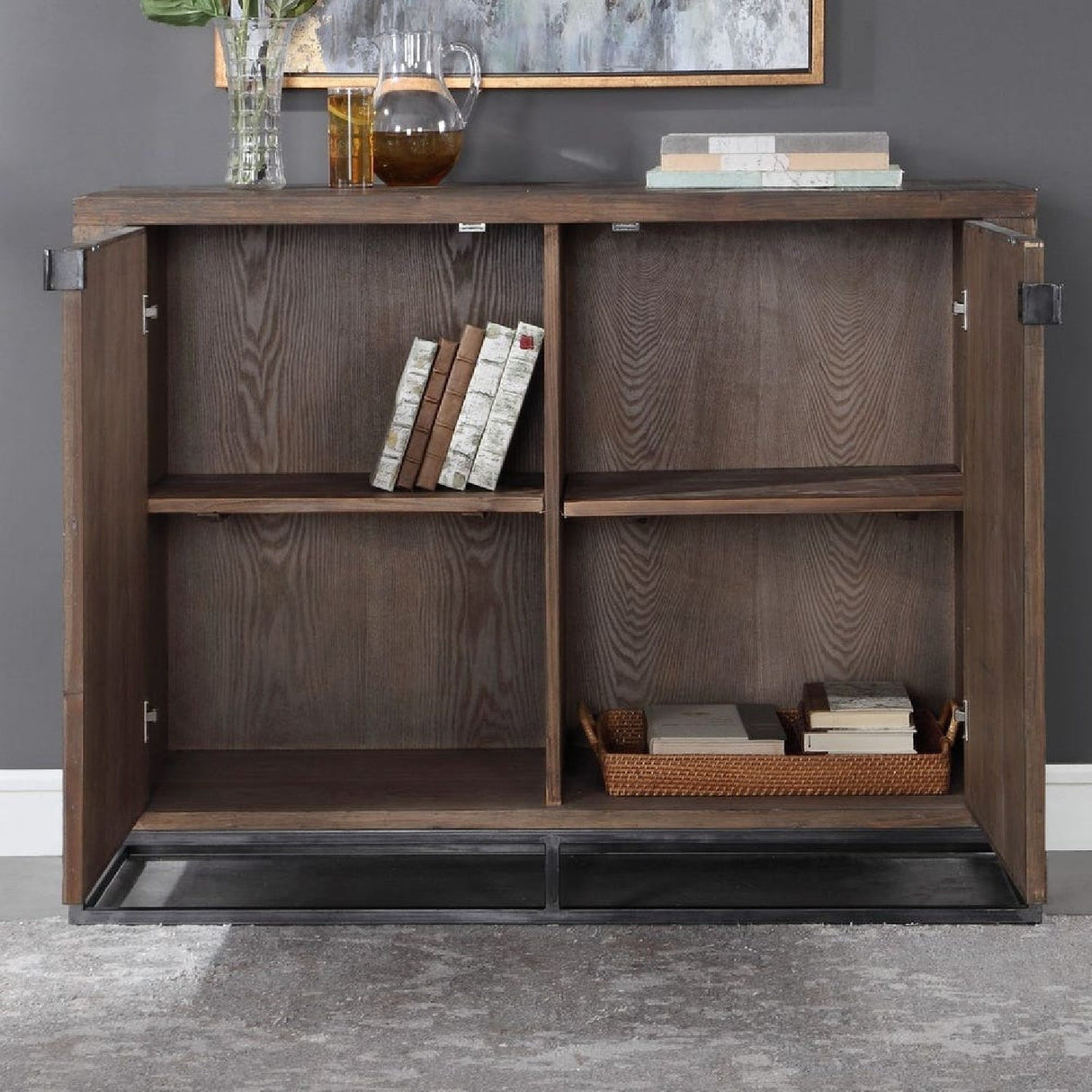 2-Door Marquetry Wooden Cabinet by Uttermost Evros, alternate view 8