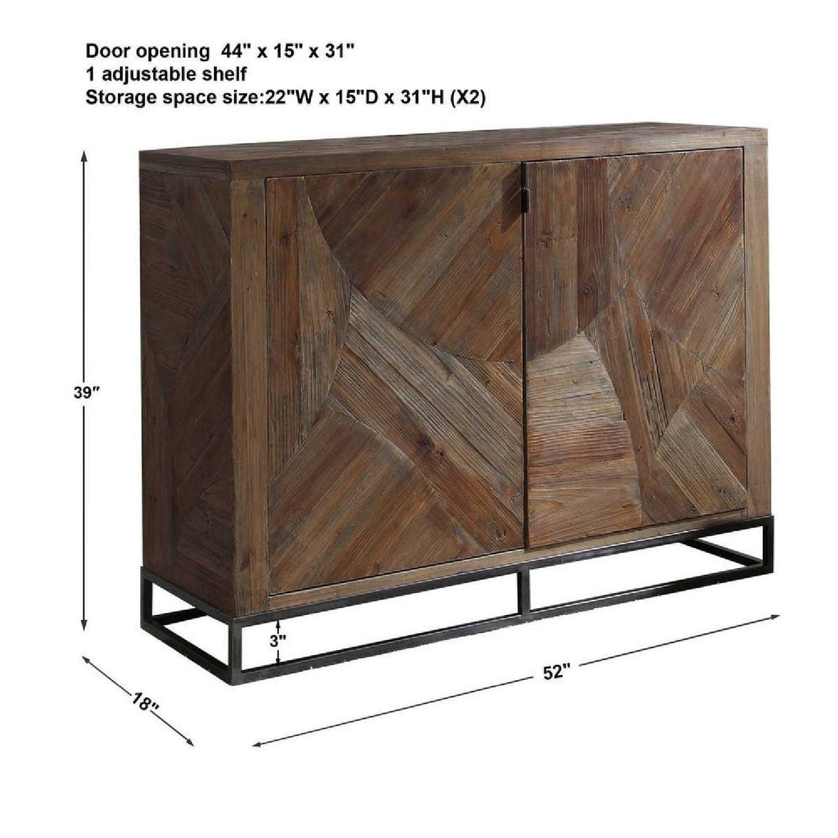 2-Door Marquetry Wooden Cabinet by Uttermost Evros, alternate view 5