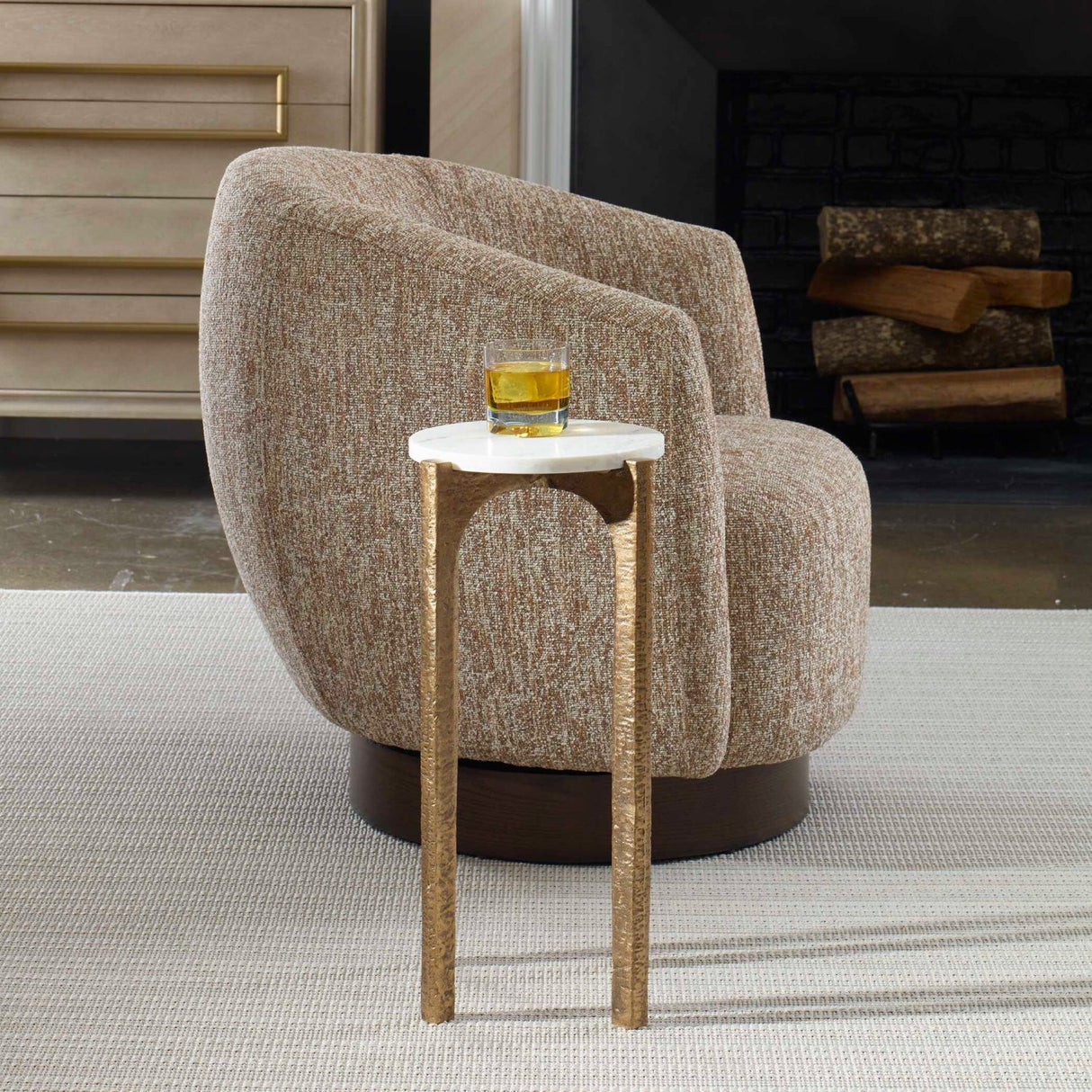 Round Marble Drink Table by Uttermost Vivi, alternate view 2