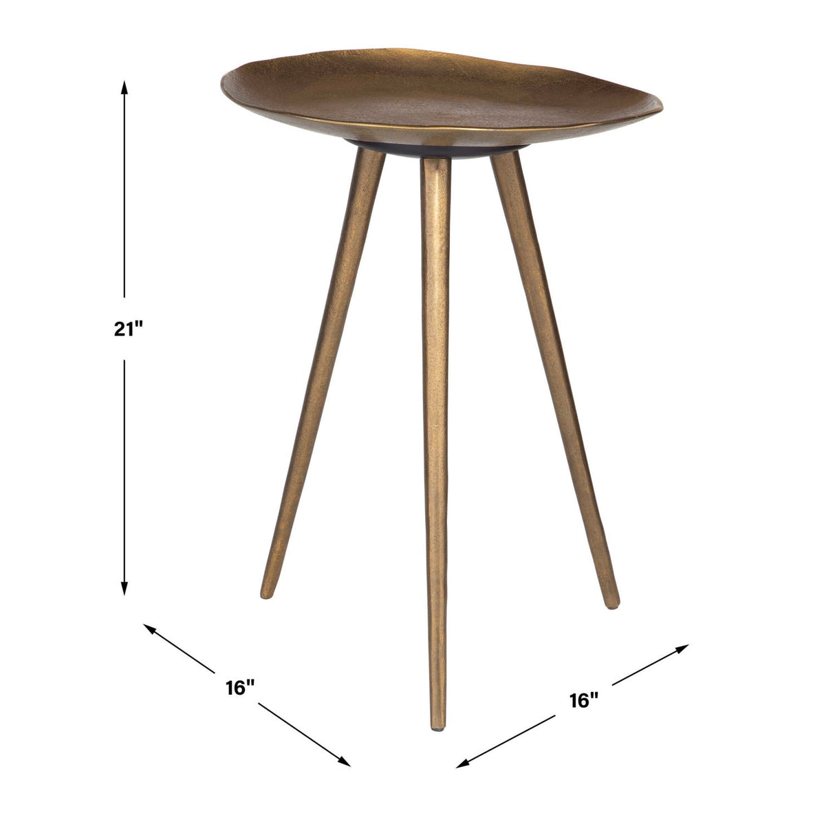 Modern European furniture - Antique Brass Tripod Accent Table - www.oroa.com