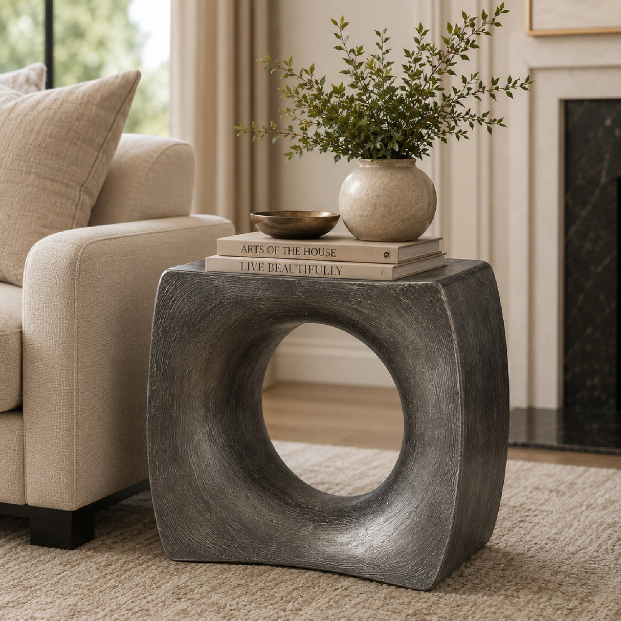 Modern European furniture - Antique Silver Accent Table - www.oroa.com