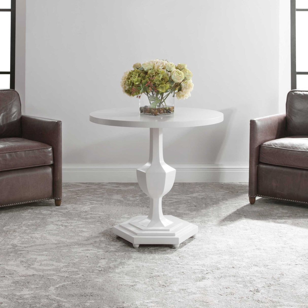 Modern European furniture - Gloss White Round Foyer Table - www.oroa.com