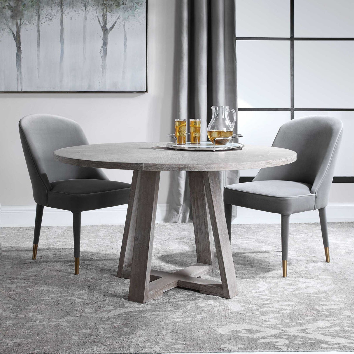 Modern European furniture - Gray Oak Round Dining Table - www.oroa.com