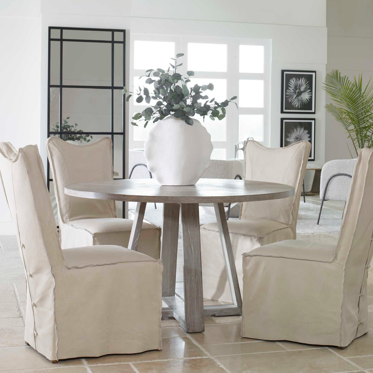 Modern European furniture - Gray Oak Round Dining Table - www.oroa.com