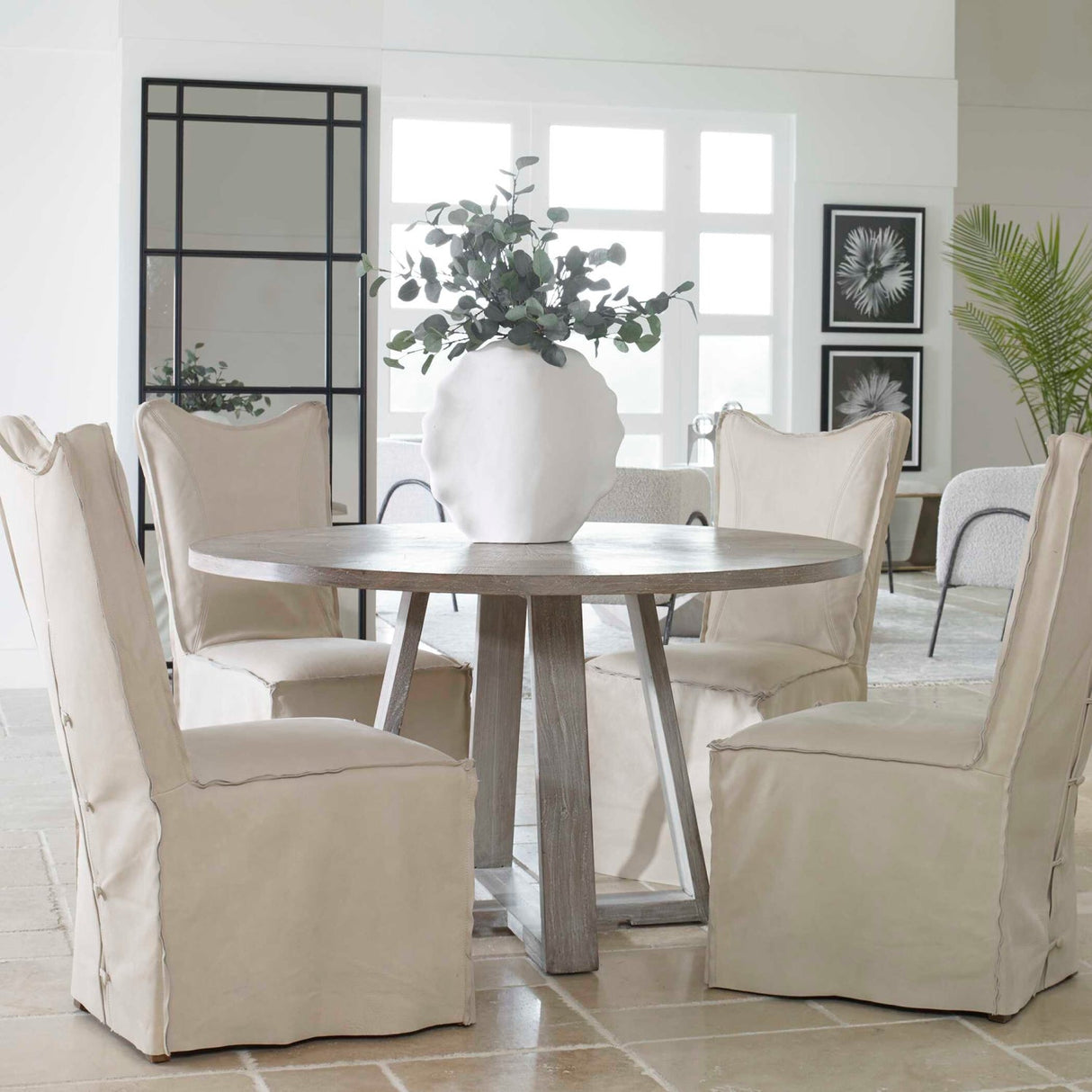 Modern European furniture - Gray Oak Round Dining Table - www.oroa.com