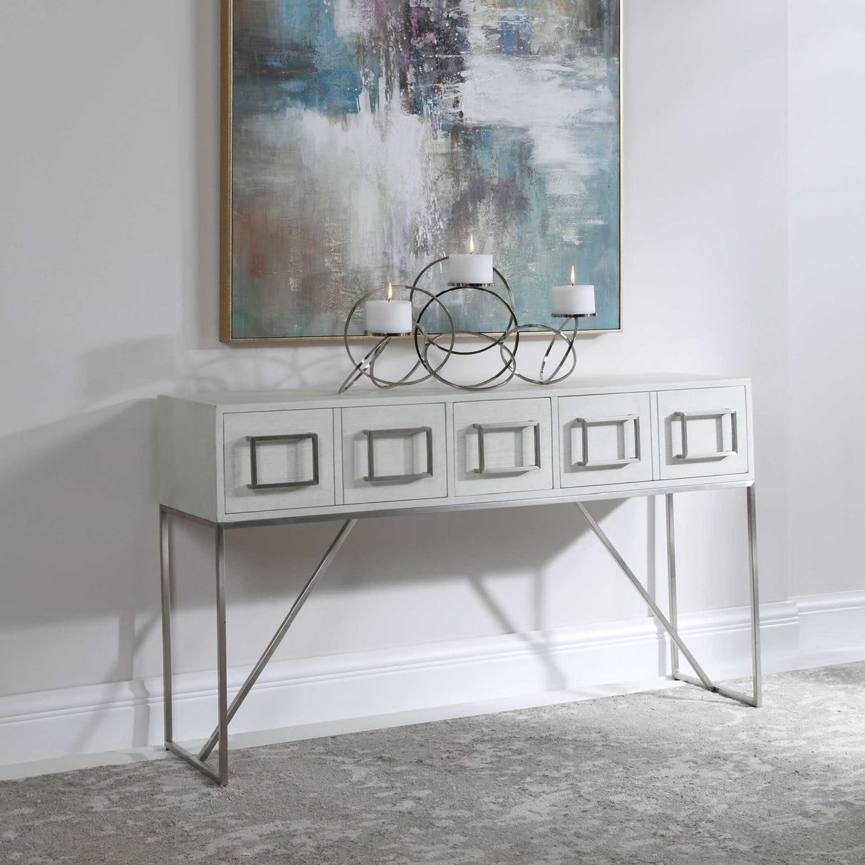 Modern European furniture - White Oak 3-Drawer Console Table - www.oroa.com
