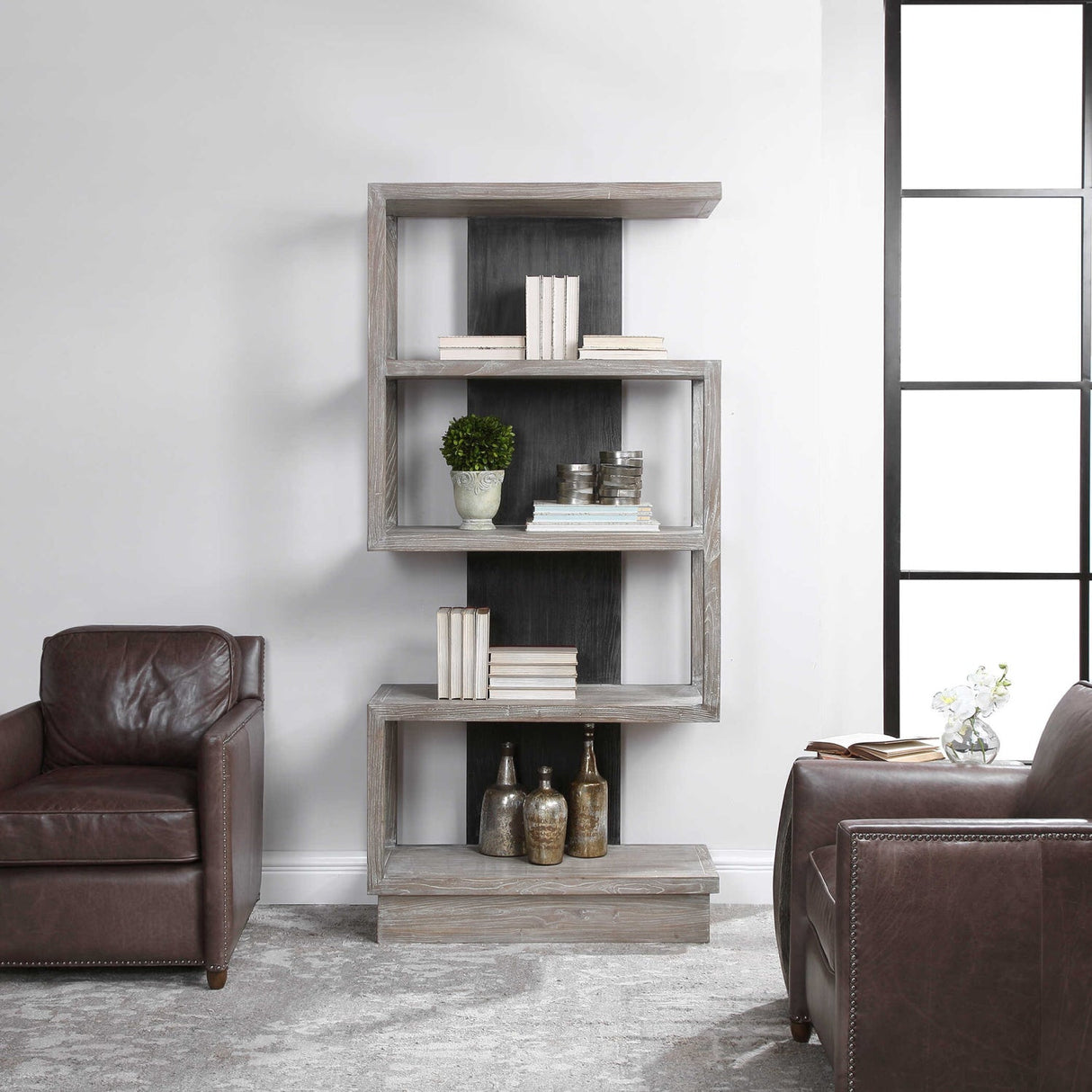 Modern European furniture - Gray Elm Veneer Bookcase - www.oroa.com