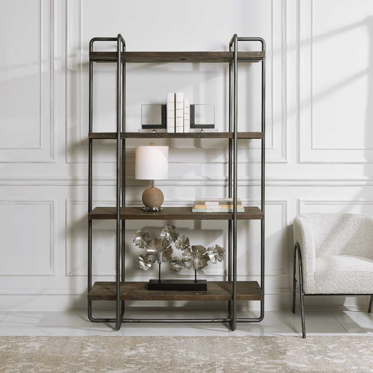 Modern European furniture - Brushed Pewter Framed Bookshelf - www.oroa.com