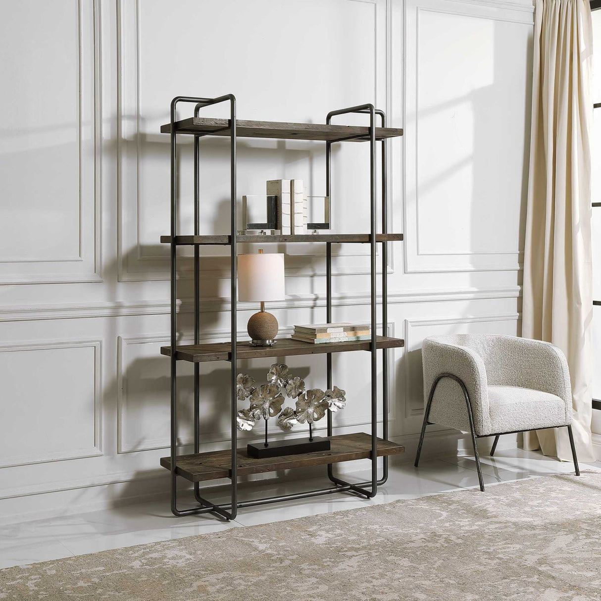 Modern European furniture - Brushed Pewter Framed Bookshelf - www.oroa.com