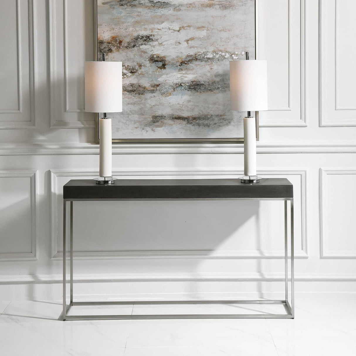 Modern European furniture - Black Concrete Contemporary Console Table - www.oroa.com