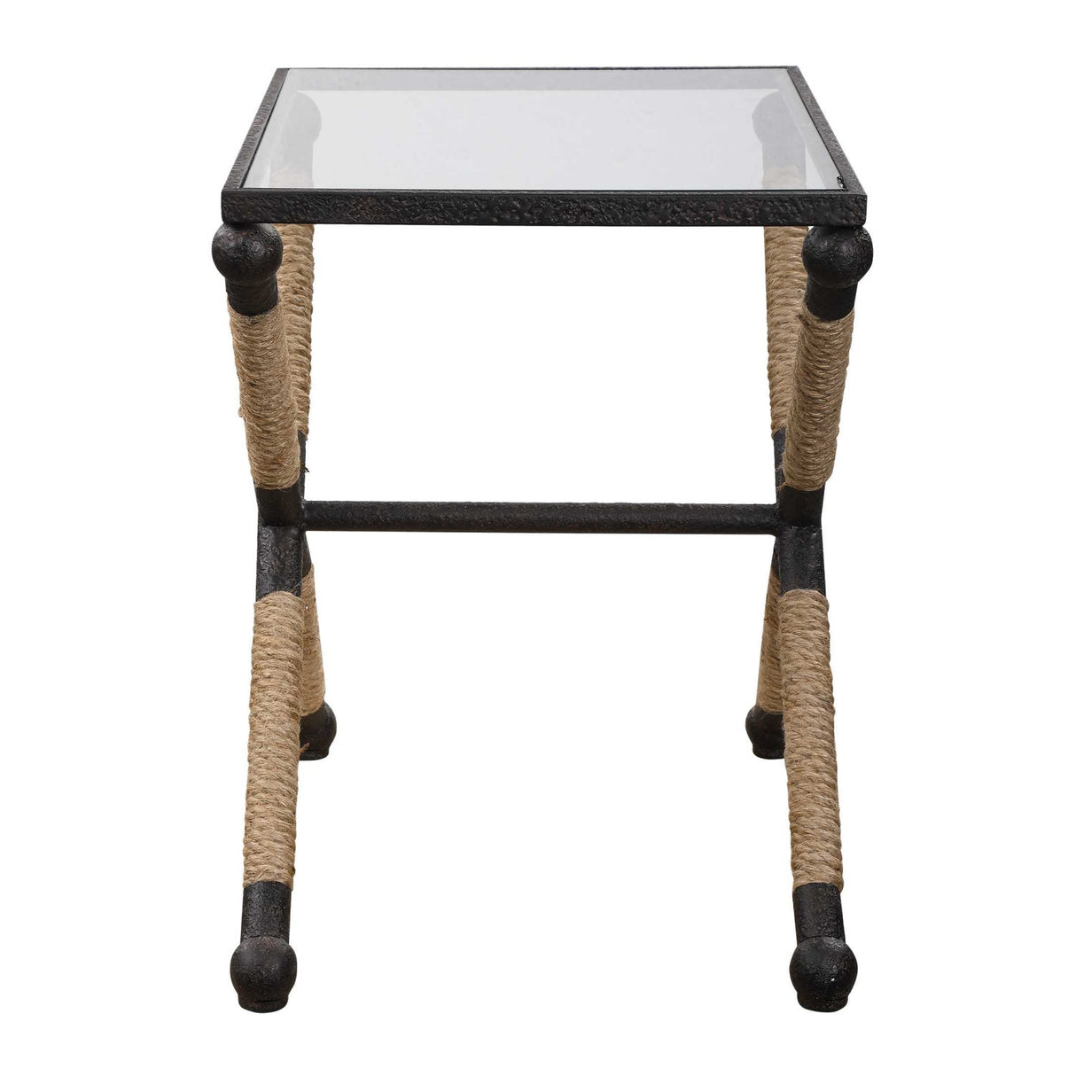 Modern European furniture - Iron Framed Glass Accent Table - www.oroa.com