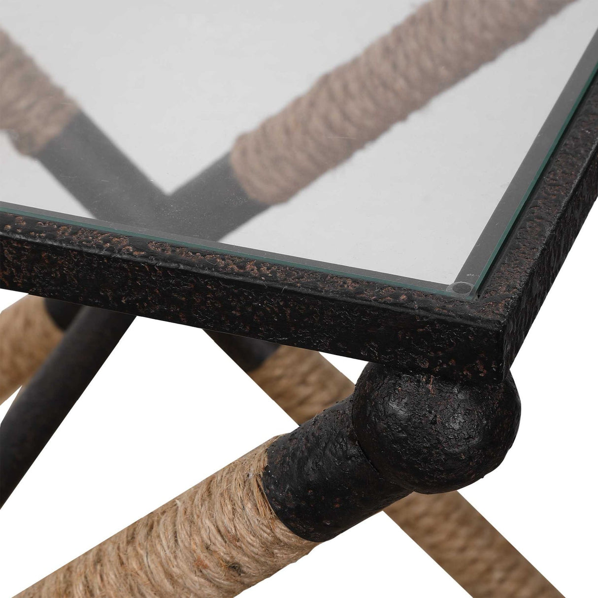 Modern European furniture - Iron Framed Glass Accent Table - www.oroa.com