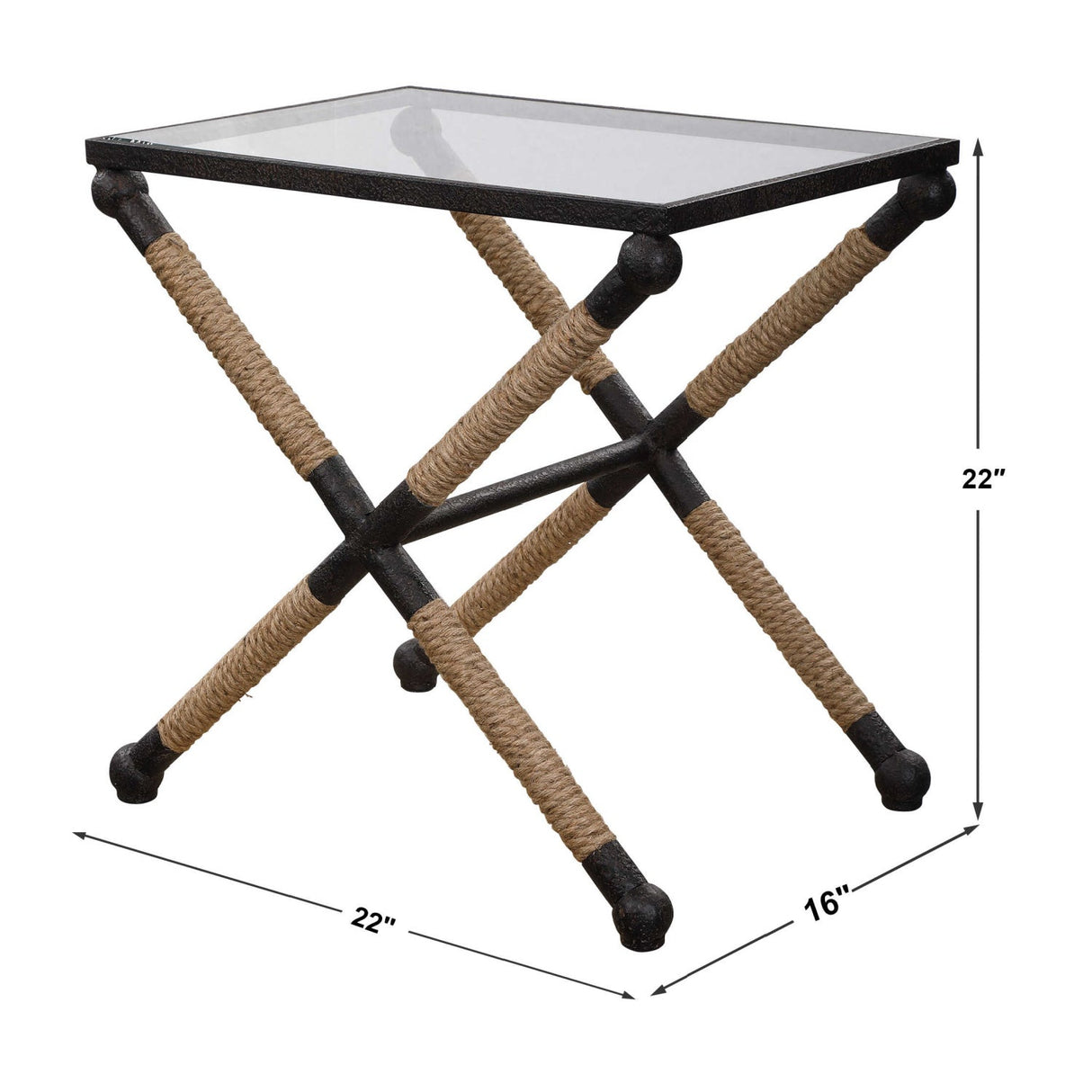Modern European furniture - Iron Framed Glass Accent Table - www.oroa.com
