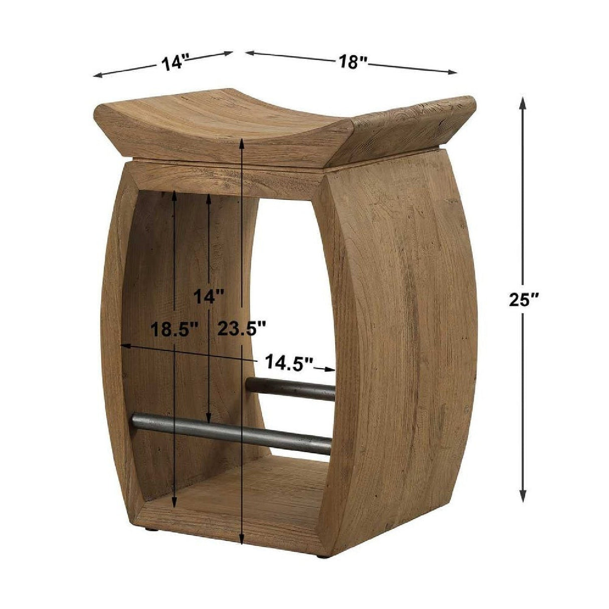 Elm Wood Counter Stool by Uttermost Connor, alternate view 8
