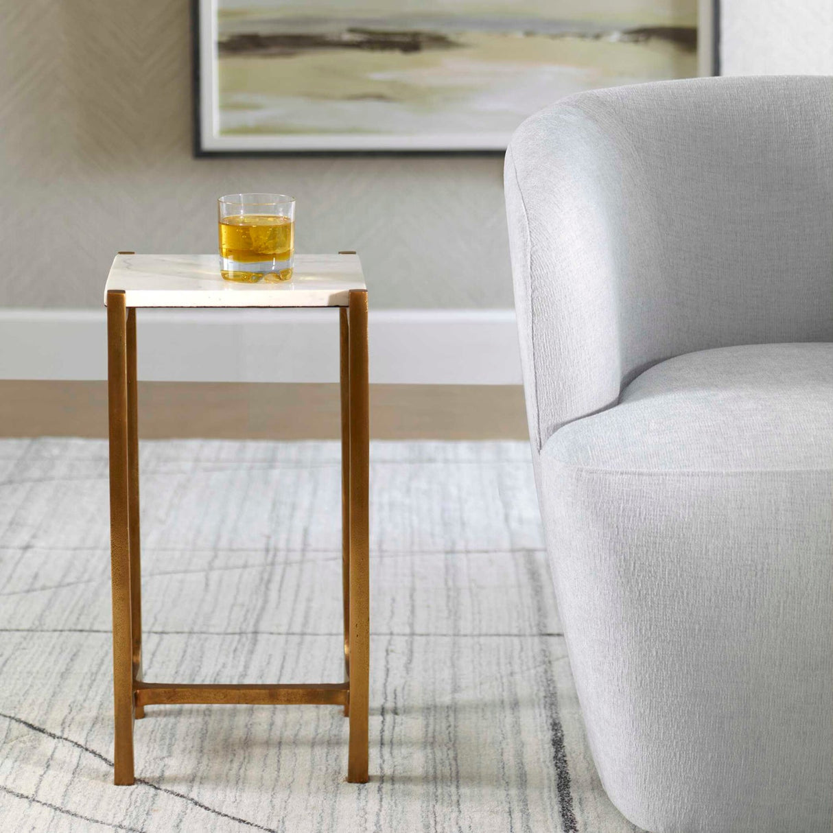 Modern European furniture - Antique Gold Framed Accent Table Table - www.oroa.com