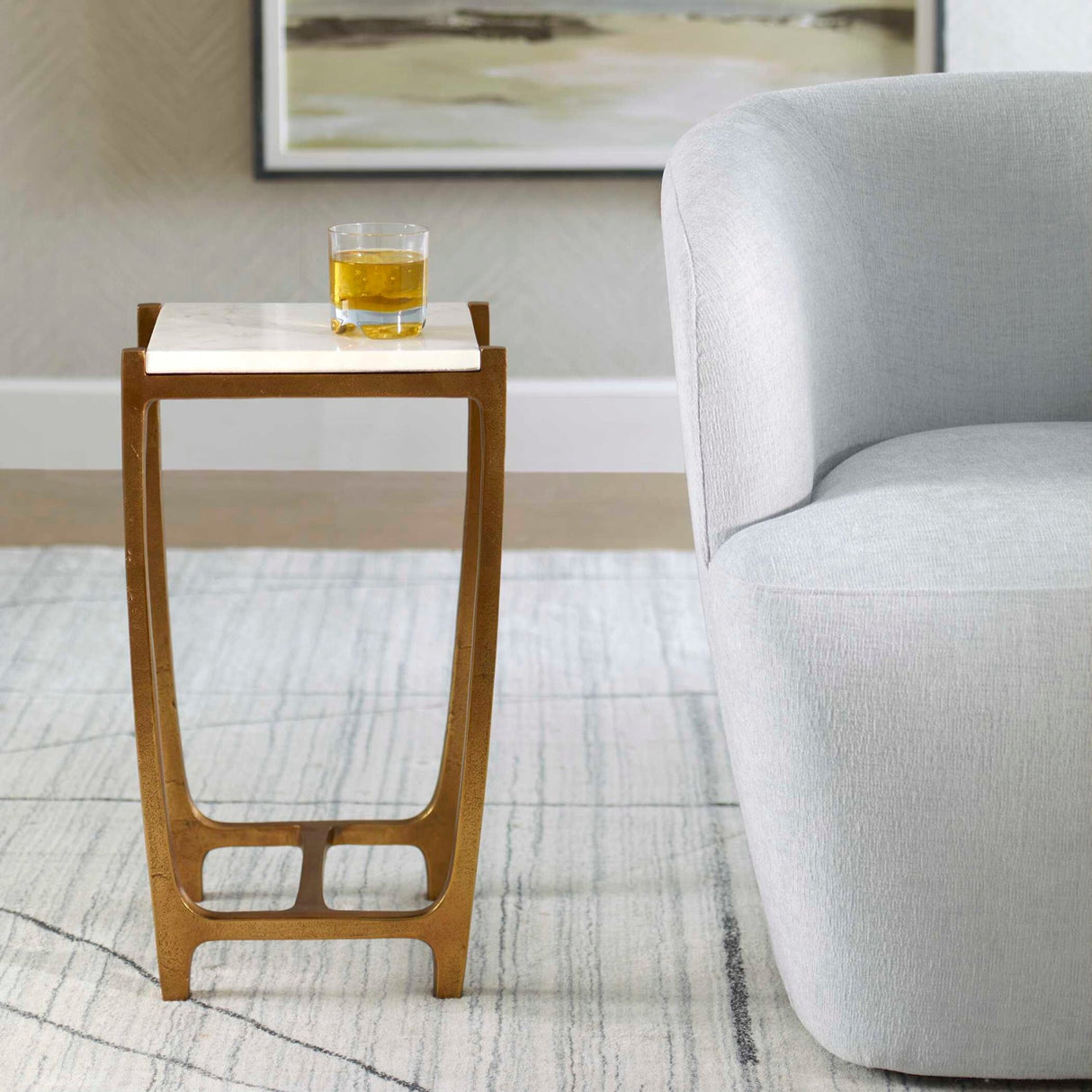 Modern European furniture - Antique Gold Framed Accent Table Table - www.oroa.com