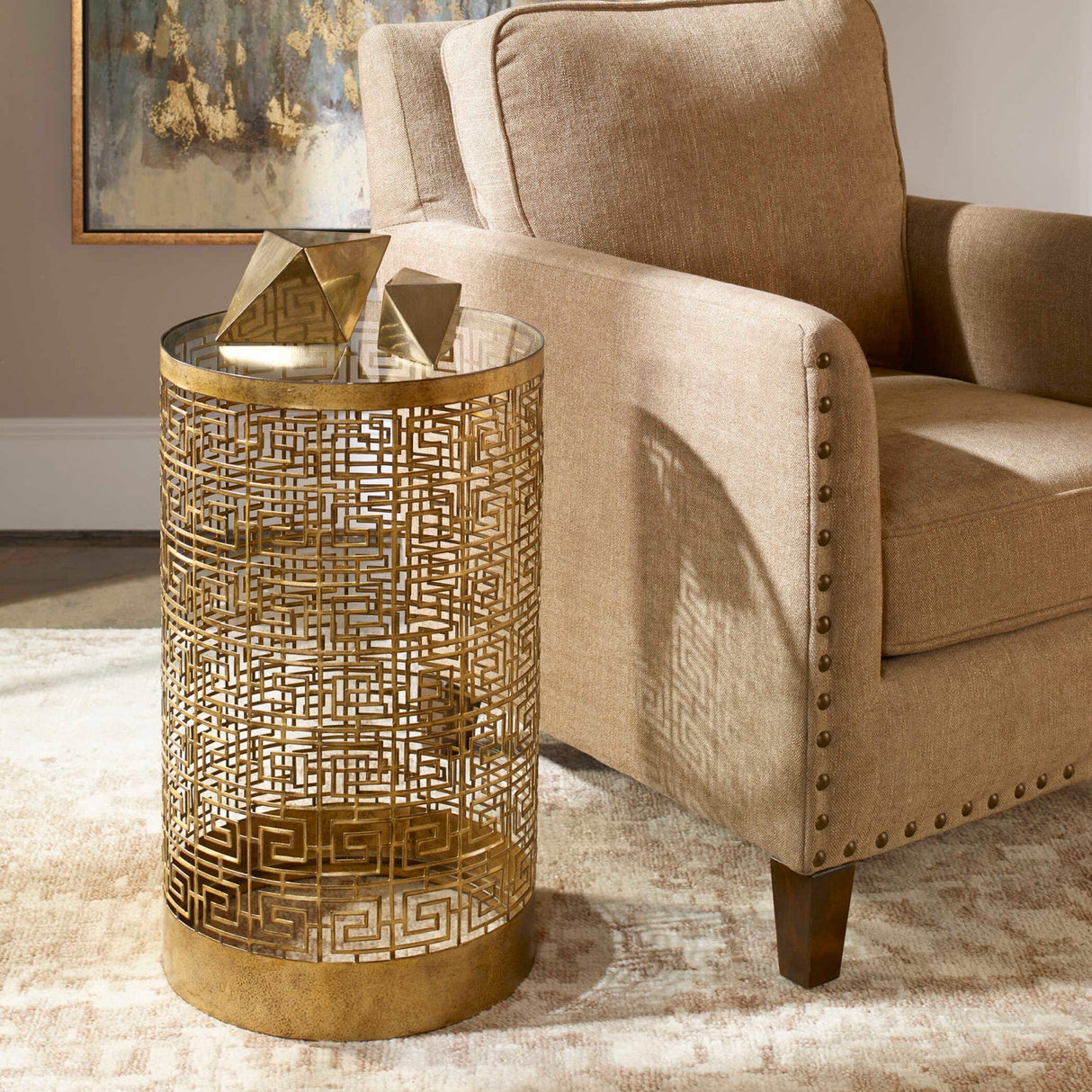 Modern European furniture - Gold Lattice Drink Table - www.oroa.com