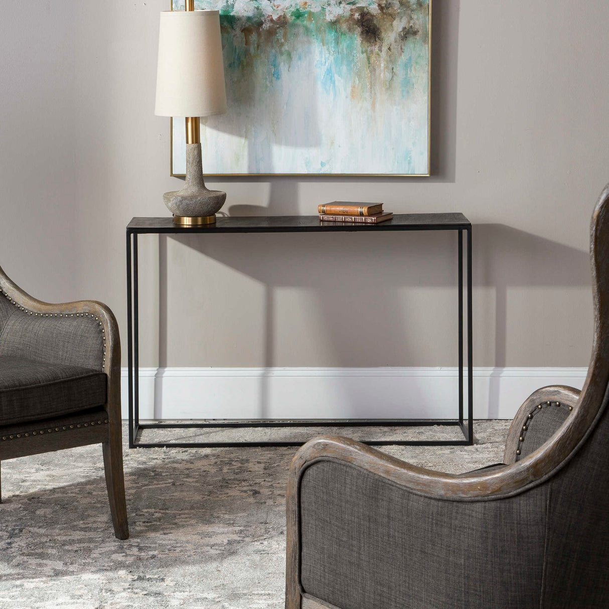 Black Iron Industrial Console Table by Uttermost Coreene, alternate view 2