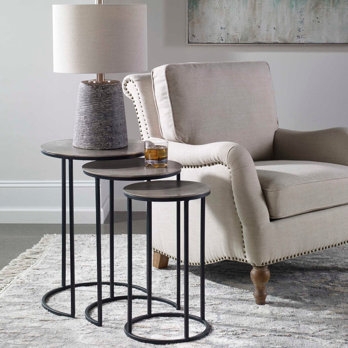 Cast Aluminum Round Nesting Tables (3) by Uttermost Erik, alternate view 2