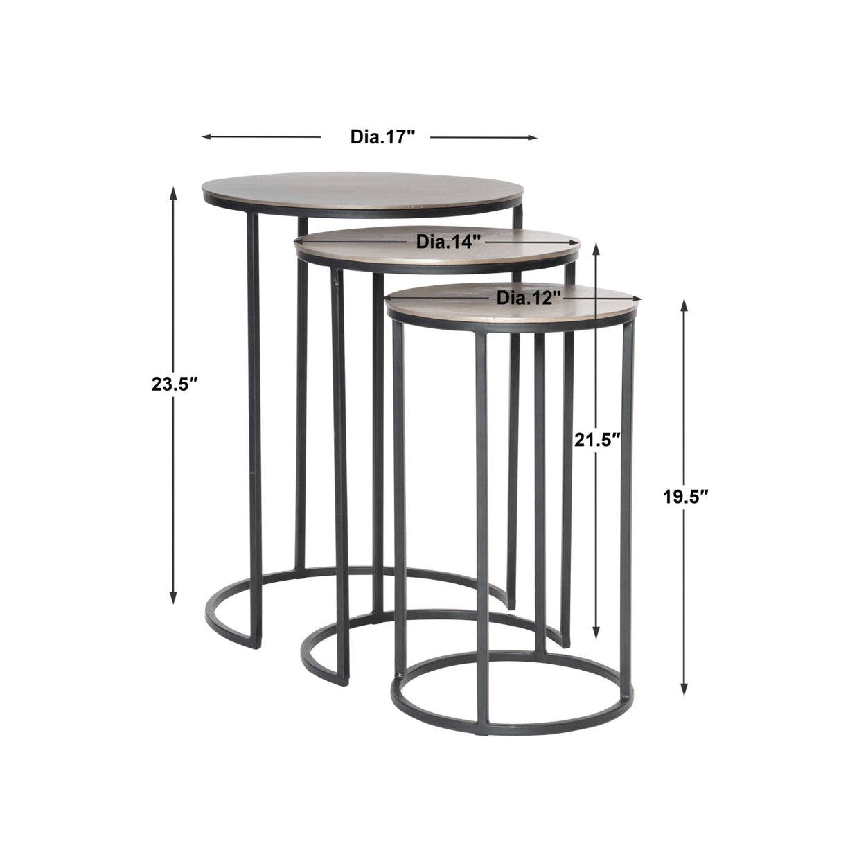 Cast Aluminum Round Nesting Tables (3) by Uttermost Erik, alternate view 6