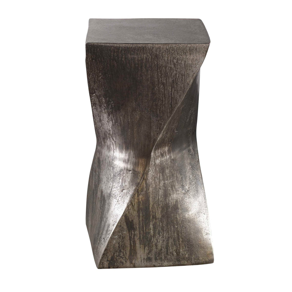 Modern European furniture - Tarnished Silver Twisted Accent Table - www.oroa.com