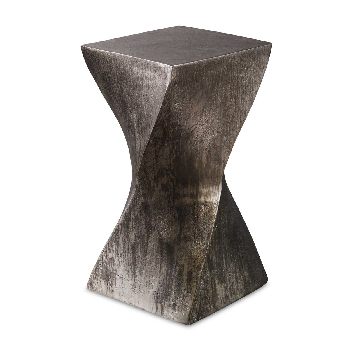 Modern European furniture - Tarnished Silver Twisted Accent Table - www.oroa.com