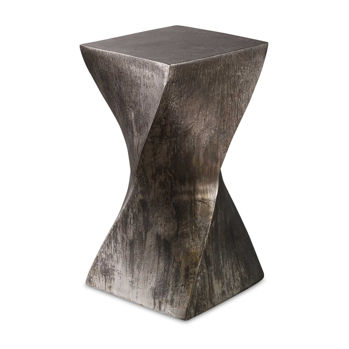 Modern European furniture - Tarnished Silver Twisted Accent Table - www.oroa.com