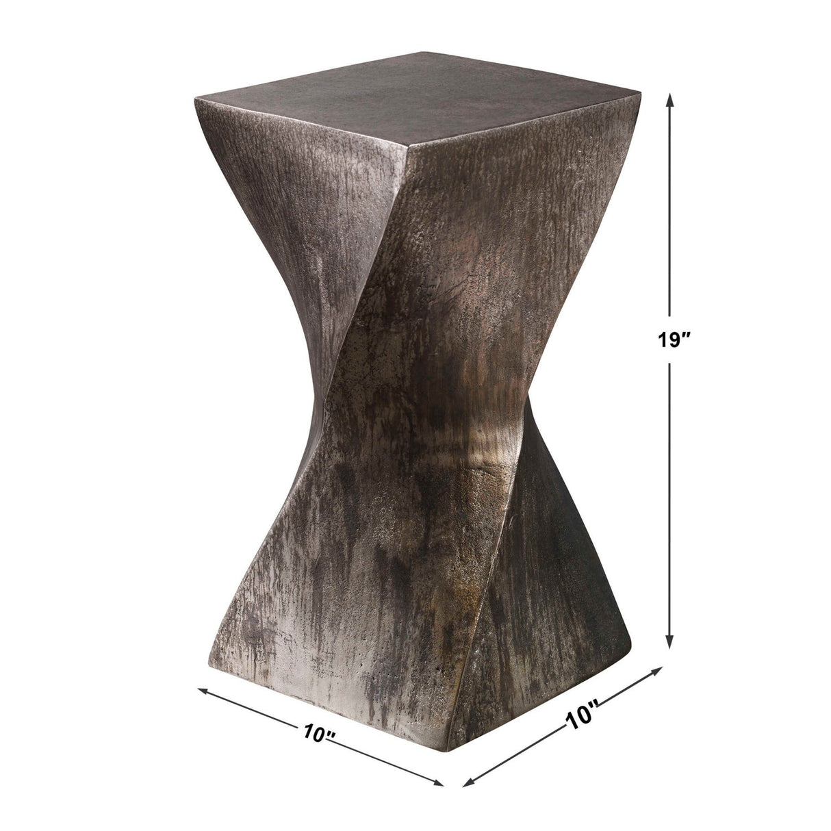 Modern European furniture - Tarnished Silver Twisted Accent Table - www.oroa.com