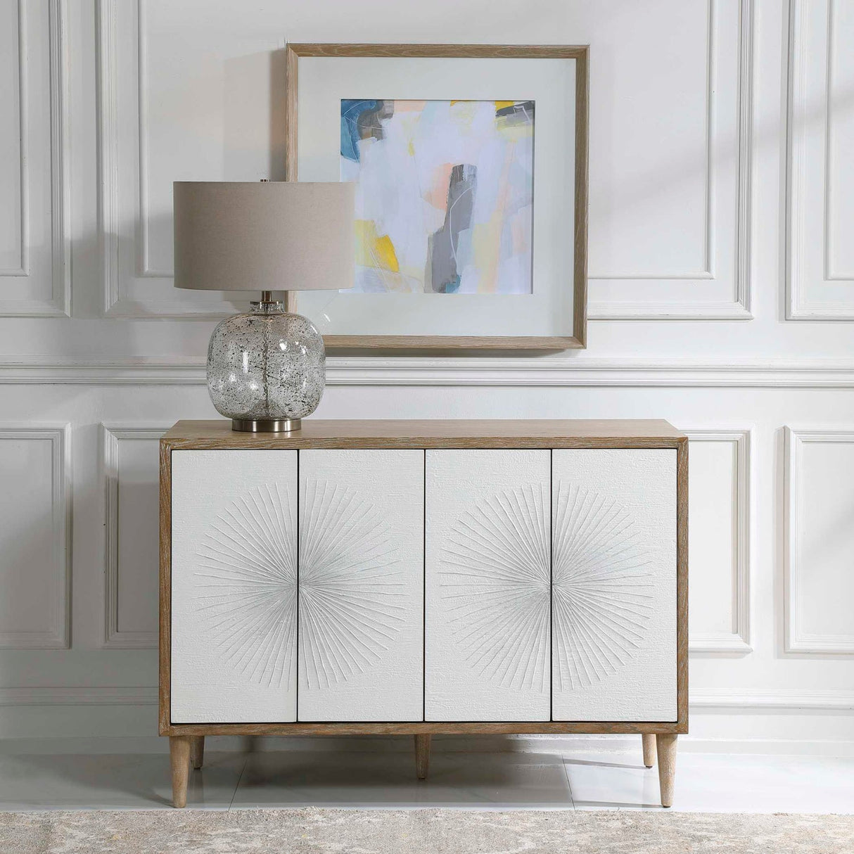 White Starburst 4-Door Cabinet by Uttermost Dani, alternate view 2