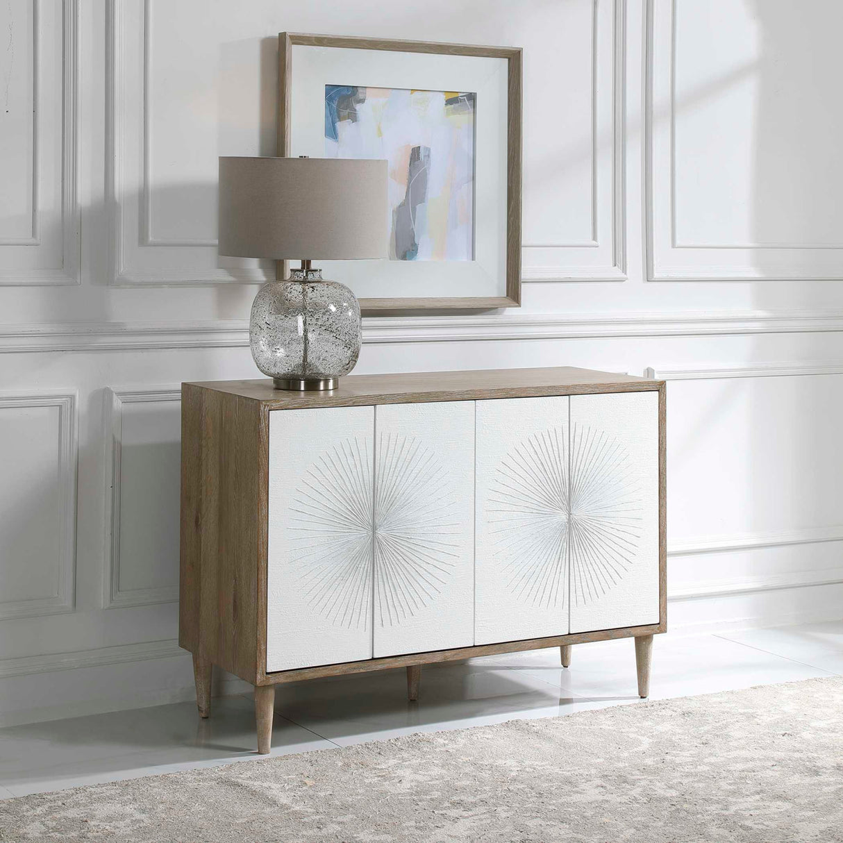 White Starburst 4-Door Cabinet | Oroa.com