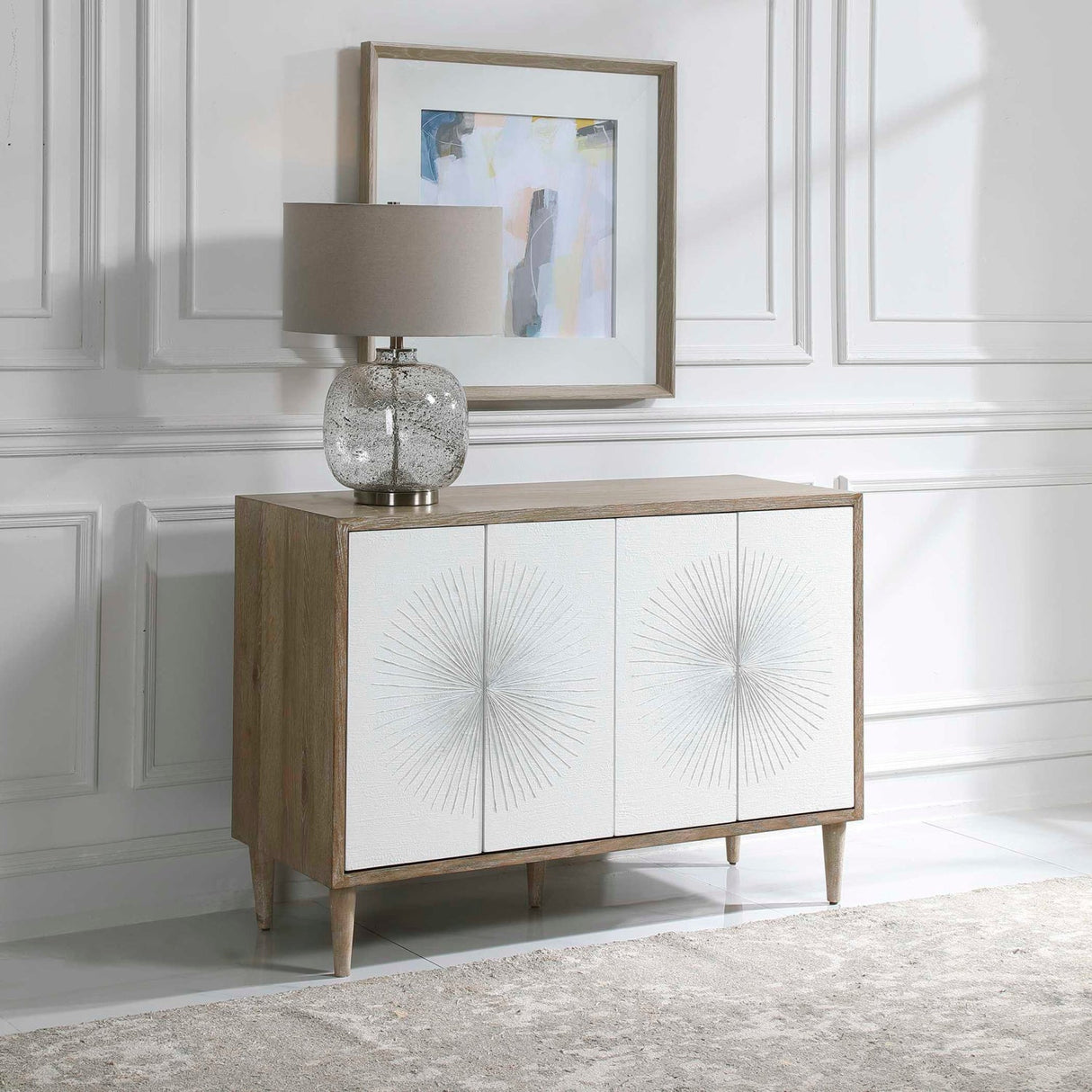 White Starburst 4-Door Cabinet by Uttermost Dani, alternate view 7