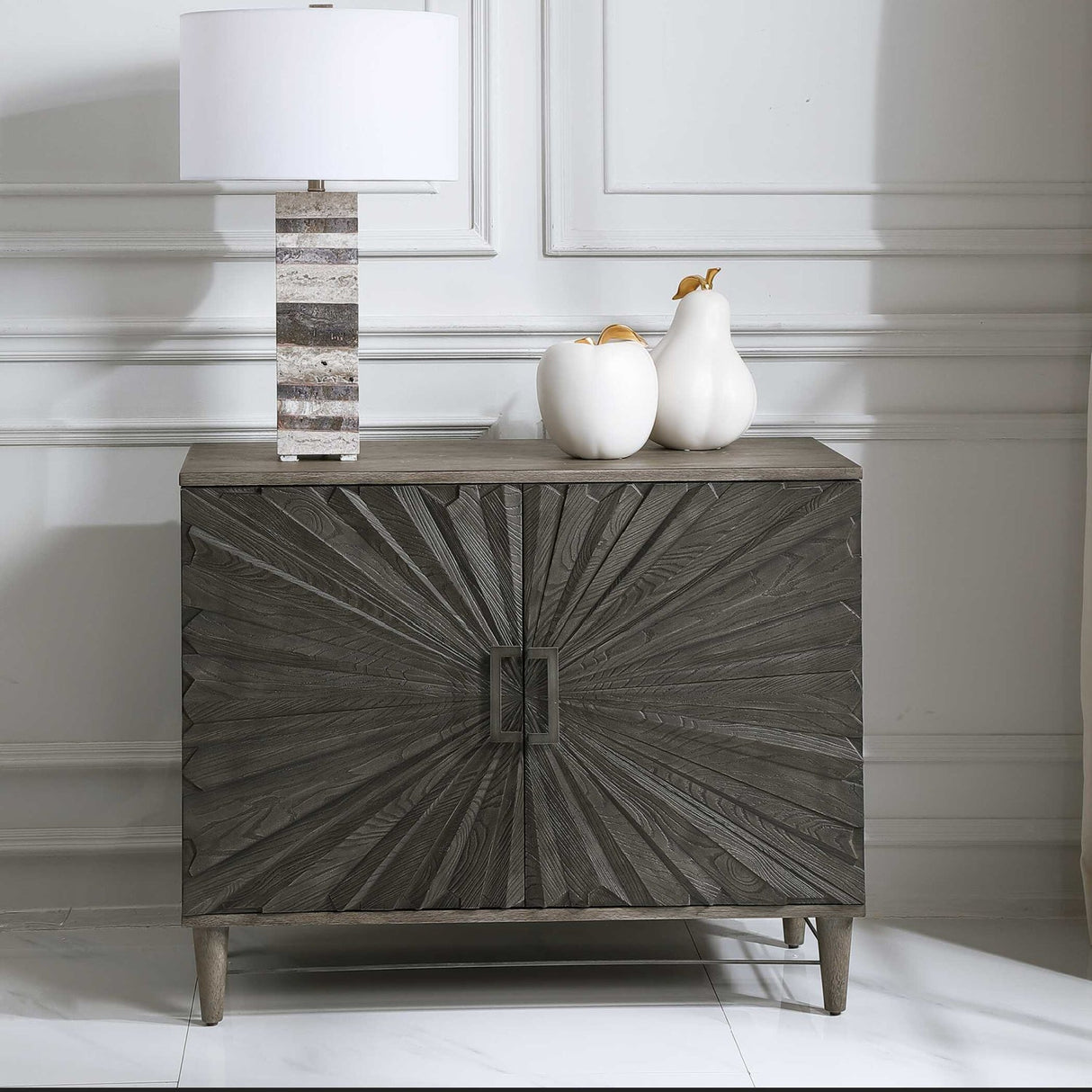 Oak Starburst 2-Door Cabinet by Uttermost Shield, alternate view 2