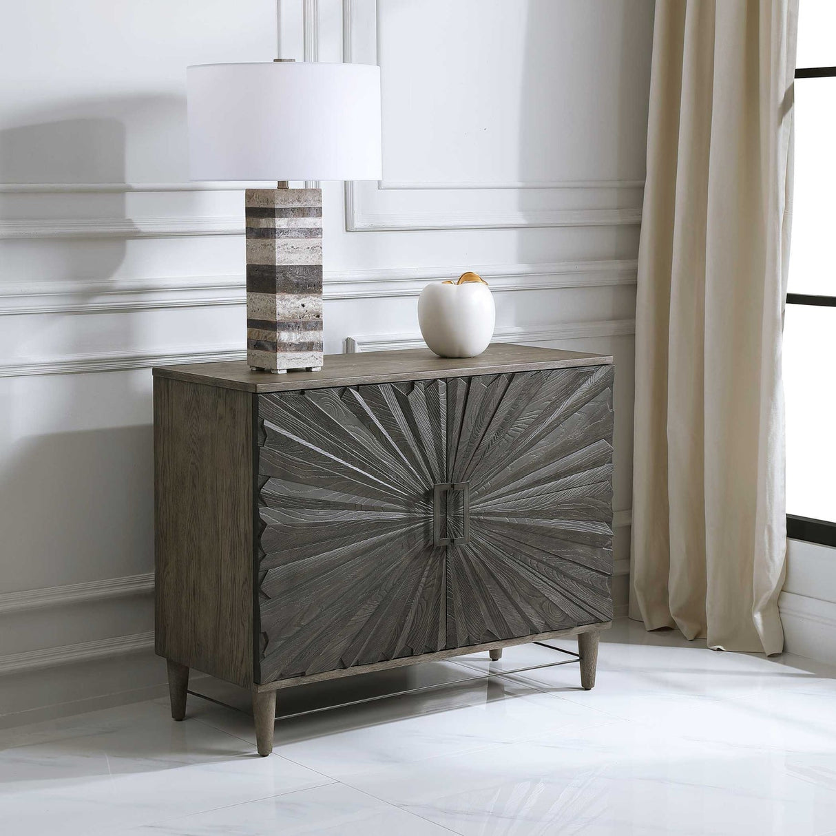 Oak Starburst 2-Door Cabinet by Uttermost Shield, alternate view 8
