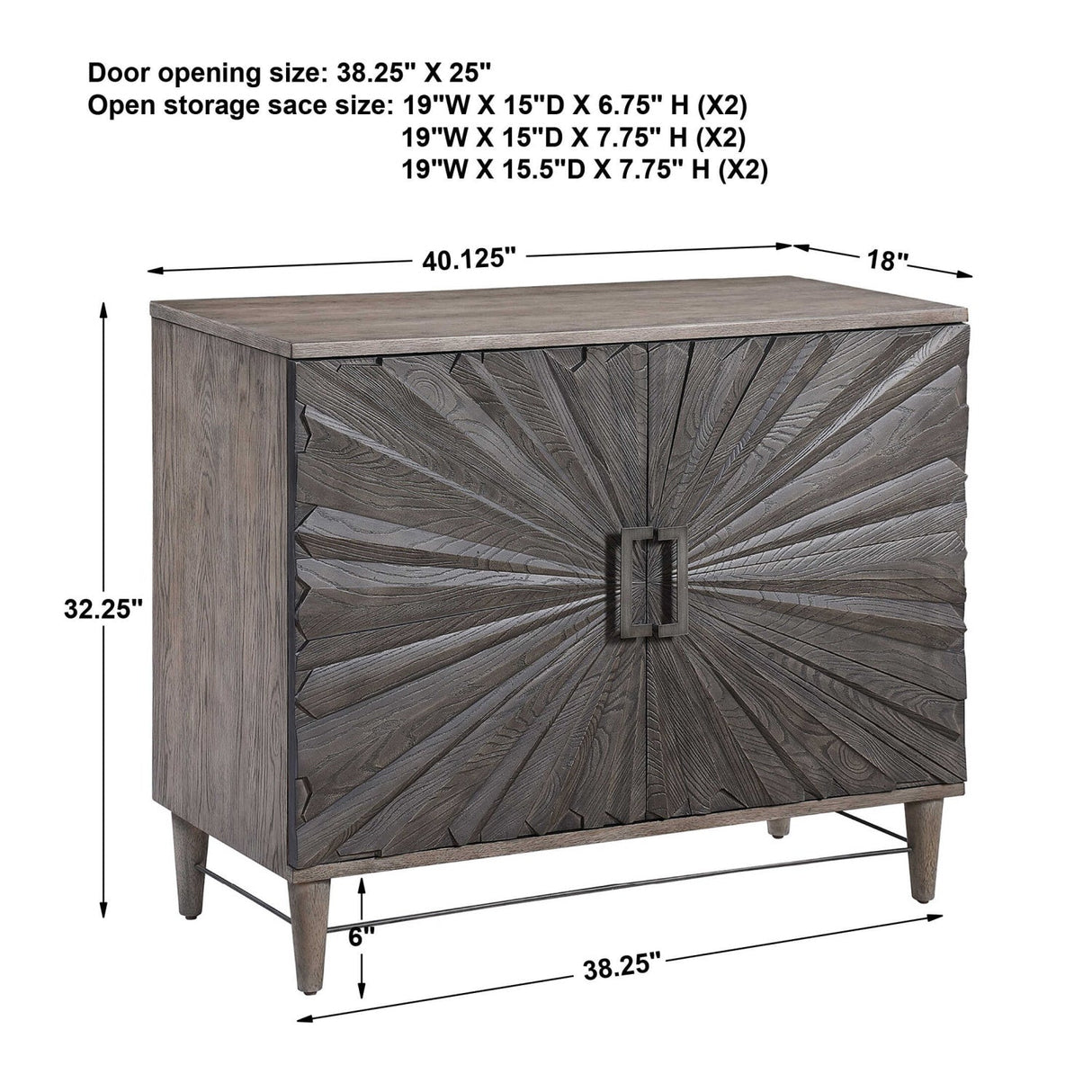 Oak Starburst 2-Door Cabinet by Uttermost Shield, alternate view 9