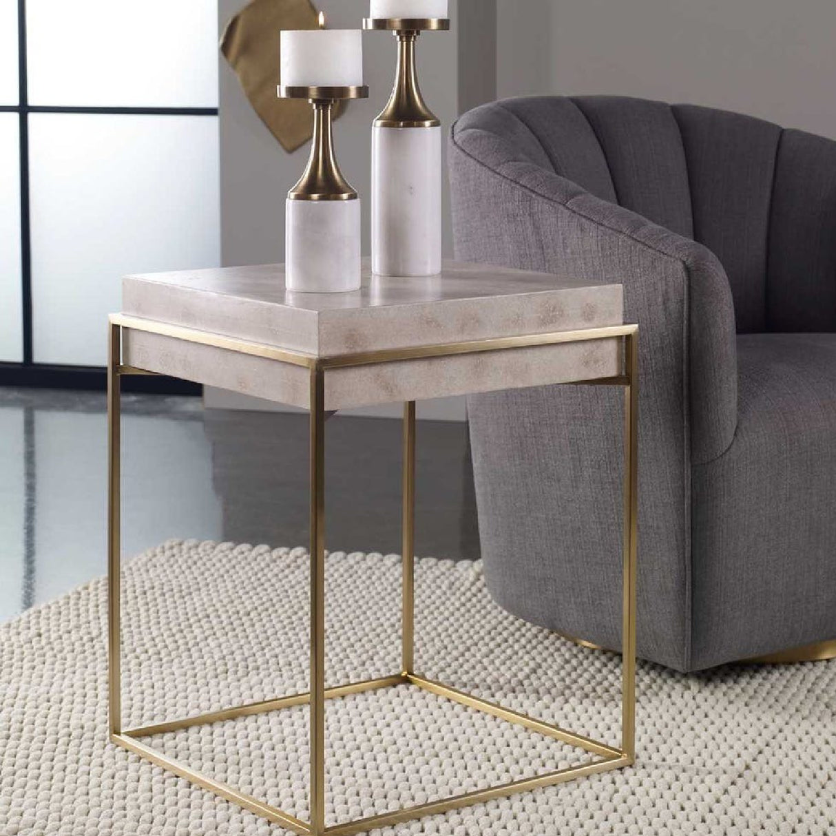 White Burl Veneer Accent Table | Uttermost Inda
