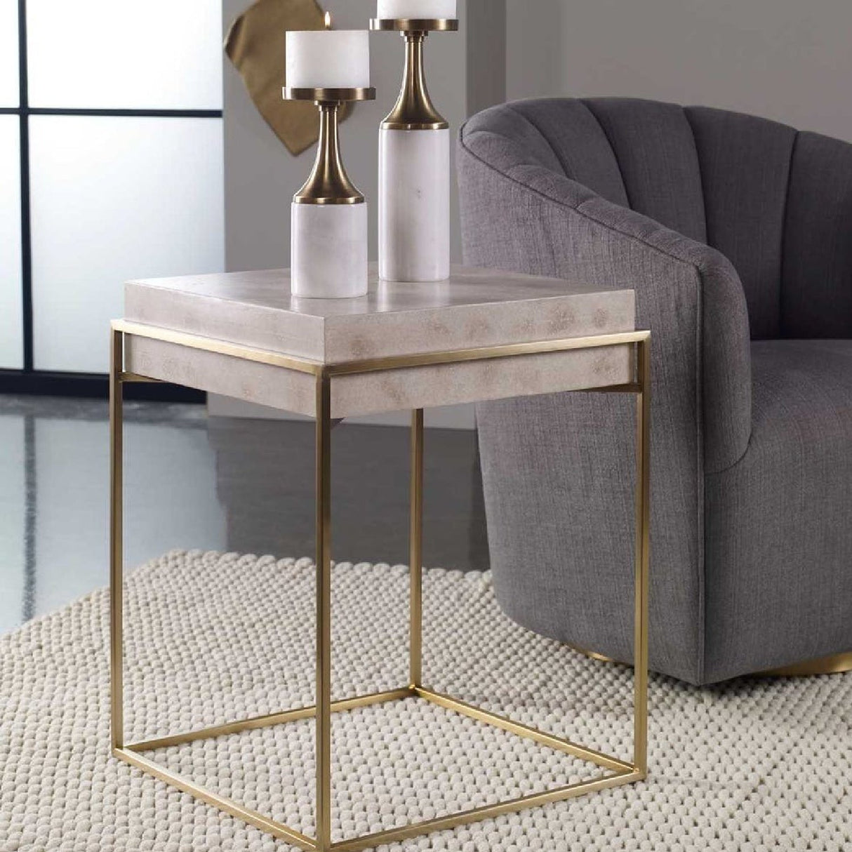 Modern European furniture - White Burl Veneer Accent Table - www.oroa.com