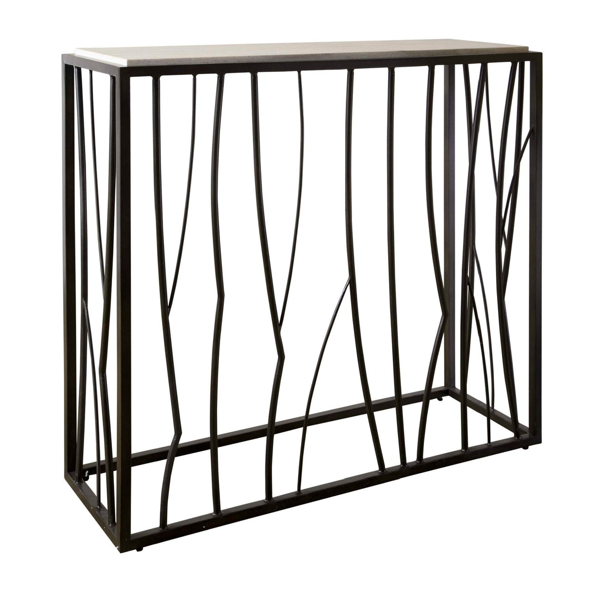 Iron Framed Travertine Console Table by Uttermost Reed, alternate view 3