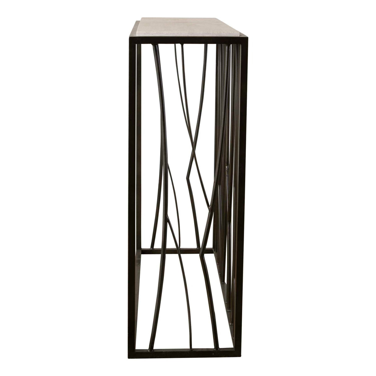 Iron Framed Travertine Console Table by Uttermost Reed, alternate view 4
