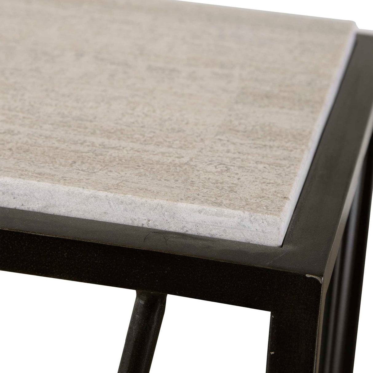 Iron Framed Travertine Console Table by Uttermost Reed, alternate view 5