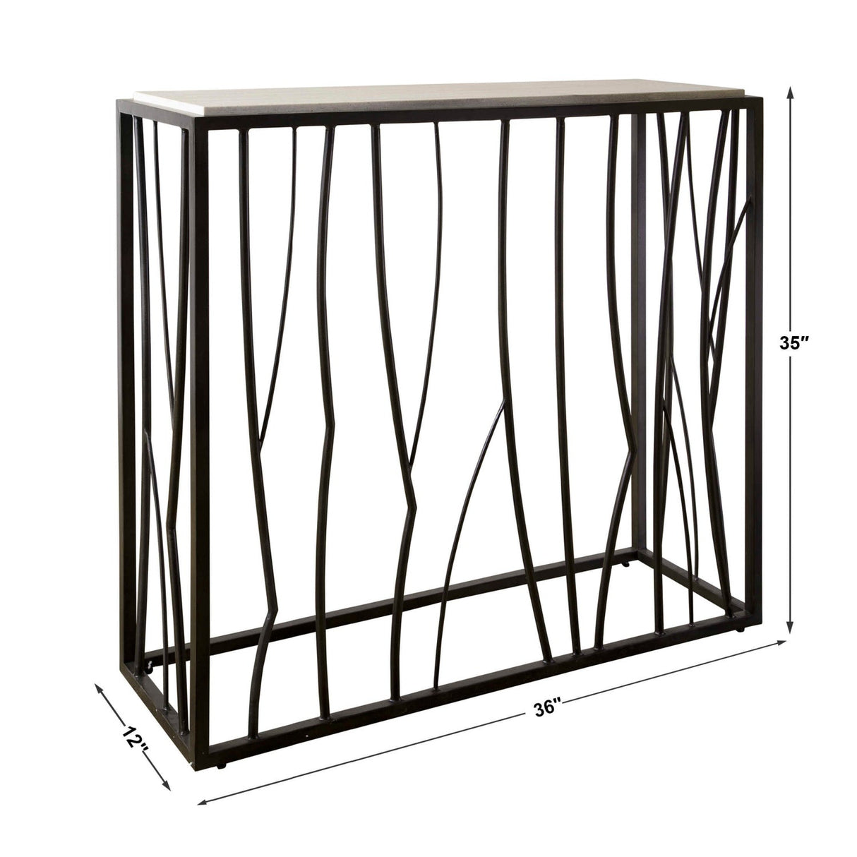Iron Framed Travertine Console Table by Uttermost Reed, alternate view 7