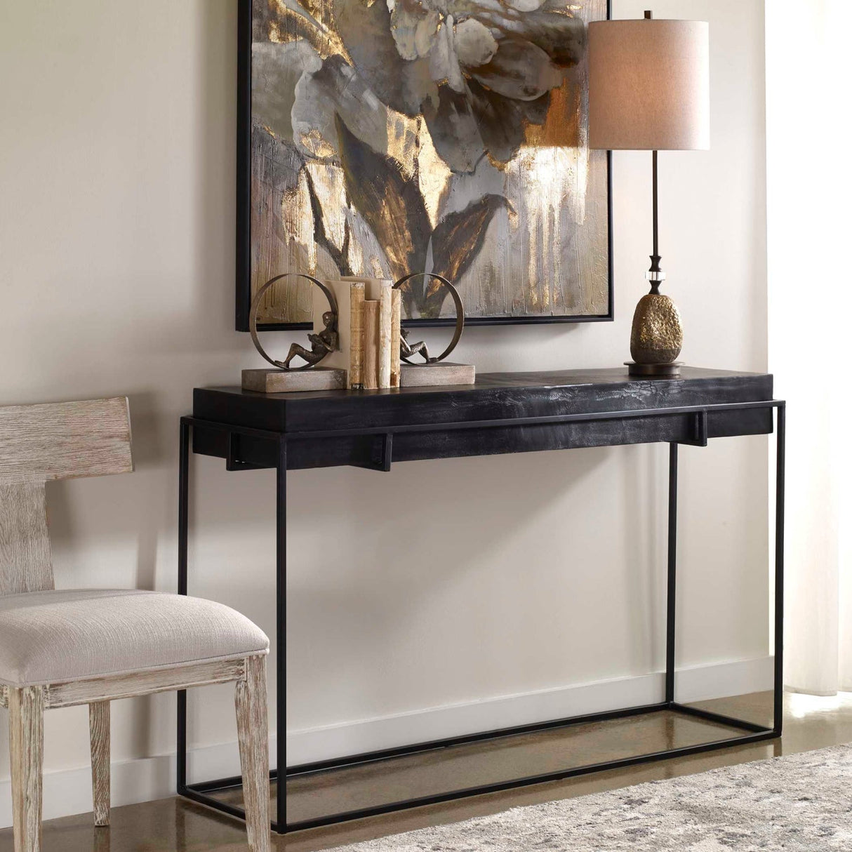 Antique Black Aluminum Console Table by Uttermost Telone, alternate view 4